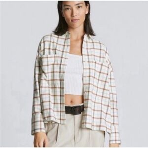 Everlane The Boxy Flannel Shirt multi-plaid relaxed fit size XS new
